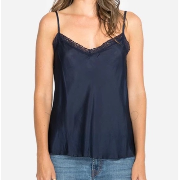 Johnny Was Tops - Johnny Was Love Lace Silk Cami in Navy Blue NWT